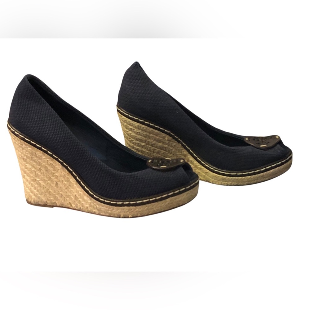 Tory Burch Blue Wedge Shoes with Espadrille Sole - Picture 9 of 9